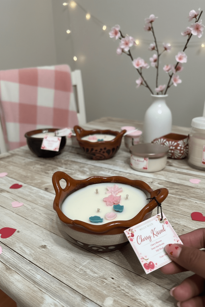 Cherry kissed 15oz Valentine Soy CandleMillswickscented candlessoycandlesMills WicklatinaownedCherry kissed 15oz Valentine Soy Candlescentedsoycandles